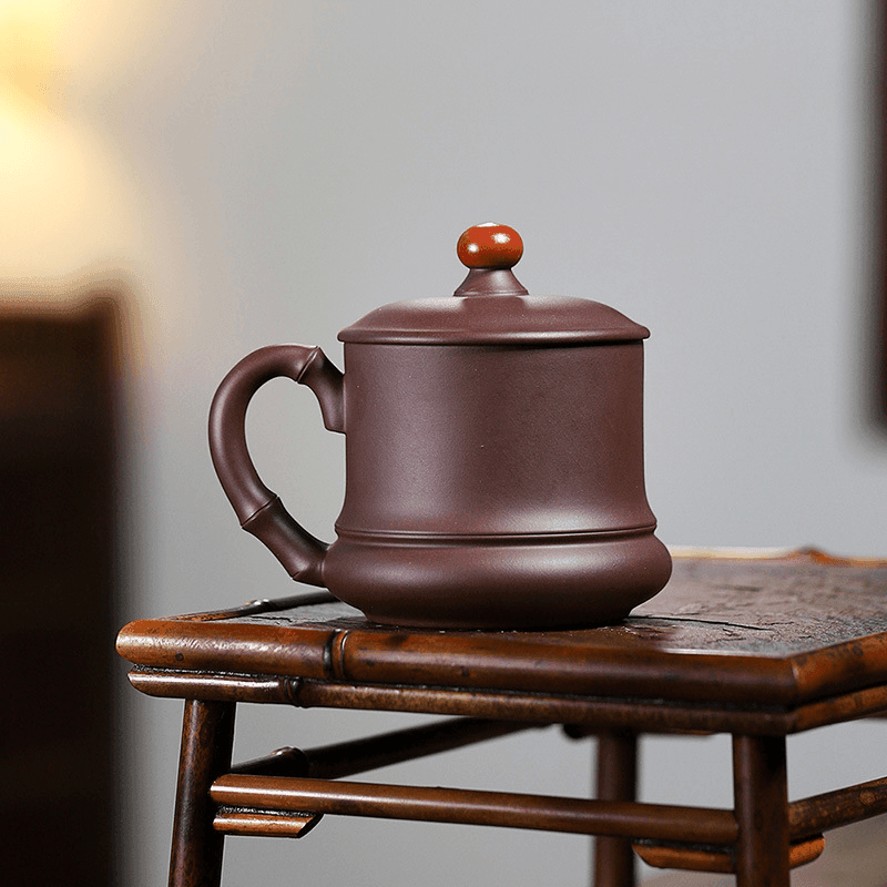 Yixing Purple Clay Tea Mug [Good Luck] | 宜兴紫砂泥绘 [鸿运当头] 盖杯 - YIQIN TEA HOUSE 一沁茶舍  |  yiqinteahouse.com