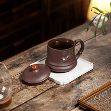 Load image into Gallery viewer, Yixing Purple Clay Tea Mug [Good Luck] | 宜兴紫砂泥绘 [鸿运当头] 盖杯 - YIQIN TEA HOUSE 一沁茶舍  |  yiqinteahouse.com
