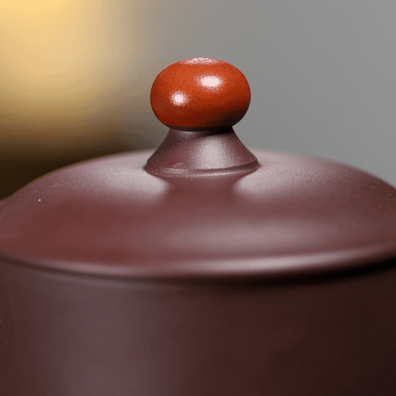 Yixing Purple Clay Tea Mug [Good Luck] | 宜兴紫砂泥绘 [鸿运当头] 盖杯 - YIQIN TEA HOUSE 一沁茶舍  |  yiqinteahouse.com
