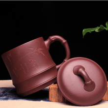 Muat gambar ke penampil Galeri, Yixing Purple Clay Tea Mug [Qingfeng Bamboo] | 宜兴紫砂泥绘 [清风竹段] 盖杯 - YIQIN TEA HOUSE 一沁茶舍  |  yiqinteahouse.com
