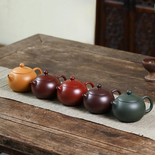 Yixing Purple Clay Teapot [5-color Xishi Pot Set] | 宜兴紫砂壶 原矿紫砂 [五色西施壶套组] 220ml - YIQIN TEA HOUSE 一沁茶舍  |  yiqinteahouse.com