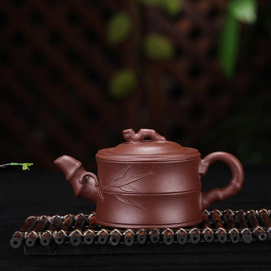 Yixing Purple Clay Teapot [Bamboo] | 宜兴紫砂壶 原矿紫泥 [竹节] - YIQIN TEA HOUSE 一沁茶舍  |  yiqinteahouse.com