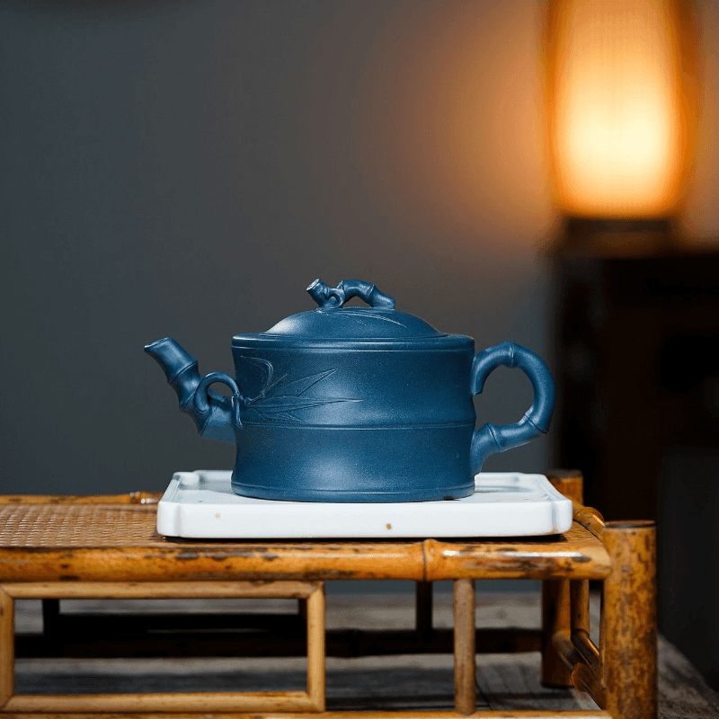 Yixing Purple Clay Teapot [Bamboo] | 宜兴紫砂壶 原矿天青泥 [竹节] - YIQIN TEA HOUSE 一沁茶舍  |  yiqinteahouse.com