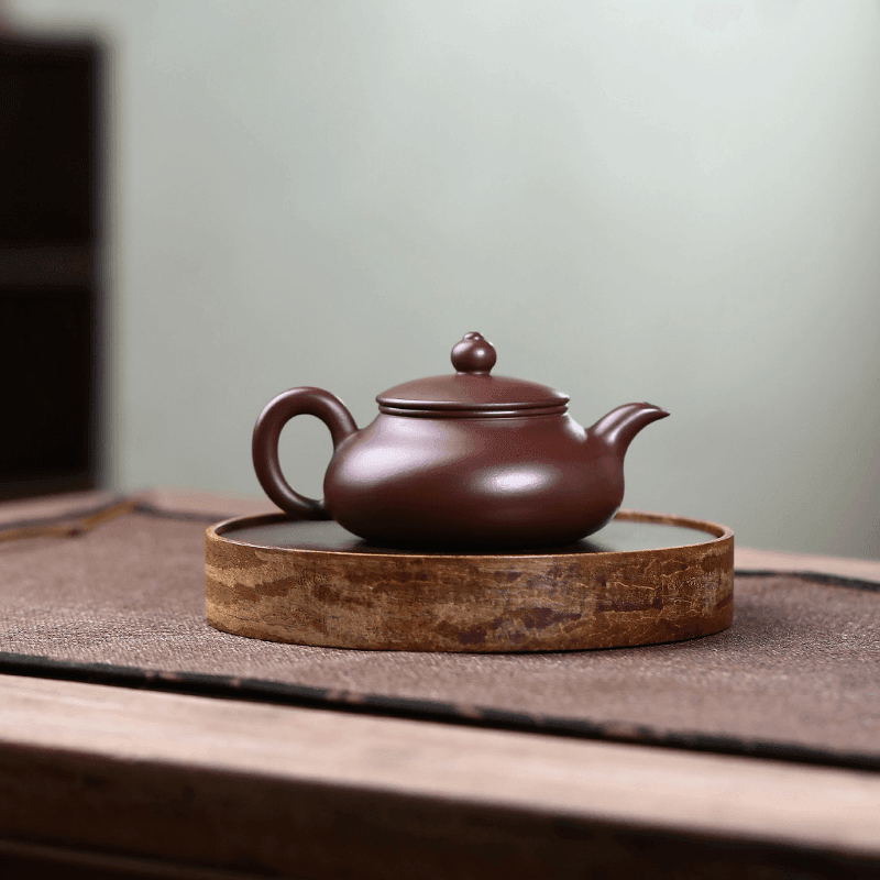 Yixing Purple Clay Teapot [Flat Horizontal] | 宜兴紫砂壶 原矿紫朱泥 [扁水平]