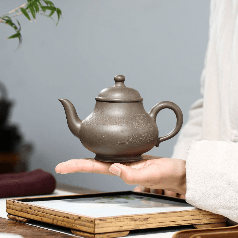 Yixing Purple Clay Teapot [Gao Pan Hu] | 宜兴紫砂壶 原矿蟹壳青 [高潘壶] - YIQIN TEA HOUSE 一沁茶舍  |  yiqinteahouse.com