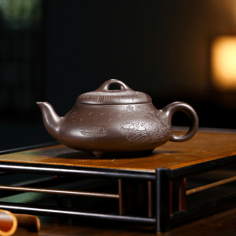 Yixing Purple Clay Teapot [Han Tang Shi Piao] | 宜兴紫砂壶 原矿黑泥 [汉棠石瓢] - YIQIN TEA HOUSE 一沁茶舍  |  yiqinteahouse.com