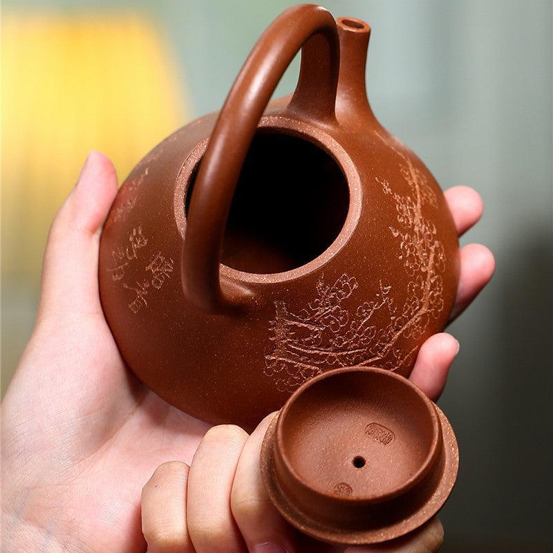 Yixing Purple Clay Teapot [Shi Piao Tiliang] | 宜兴紫砂壶 原矿红降坡泥 [石瓢提梁] - YIQIN TEA HOUSE 一沁茶舍  |  yiqinteahouse.com