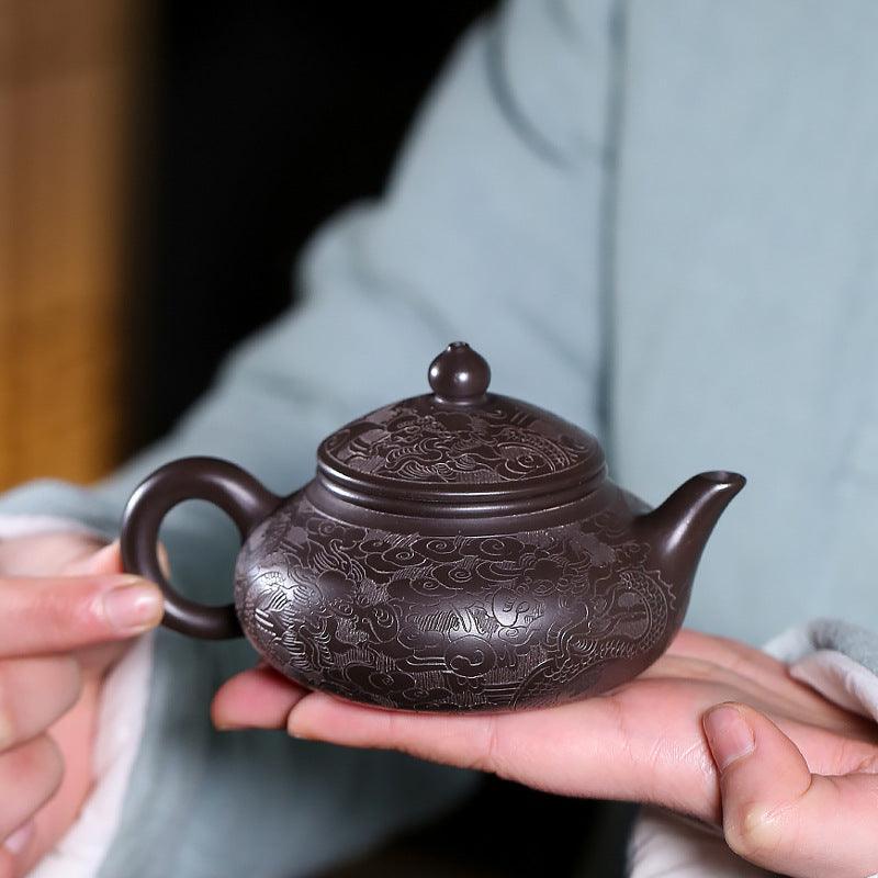 Yixing Purple Clay Teapot [Hat] | 宜兴紫砂壶 原矿黑泥 [玉笠] - YIQIN TEA HOUSE 一沁茶舍  |  yiqinteahouse.com