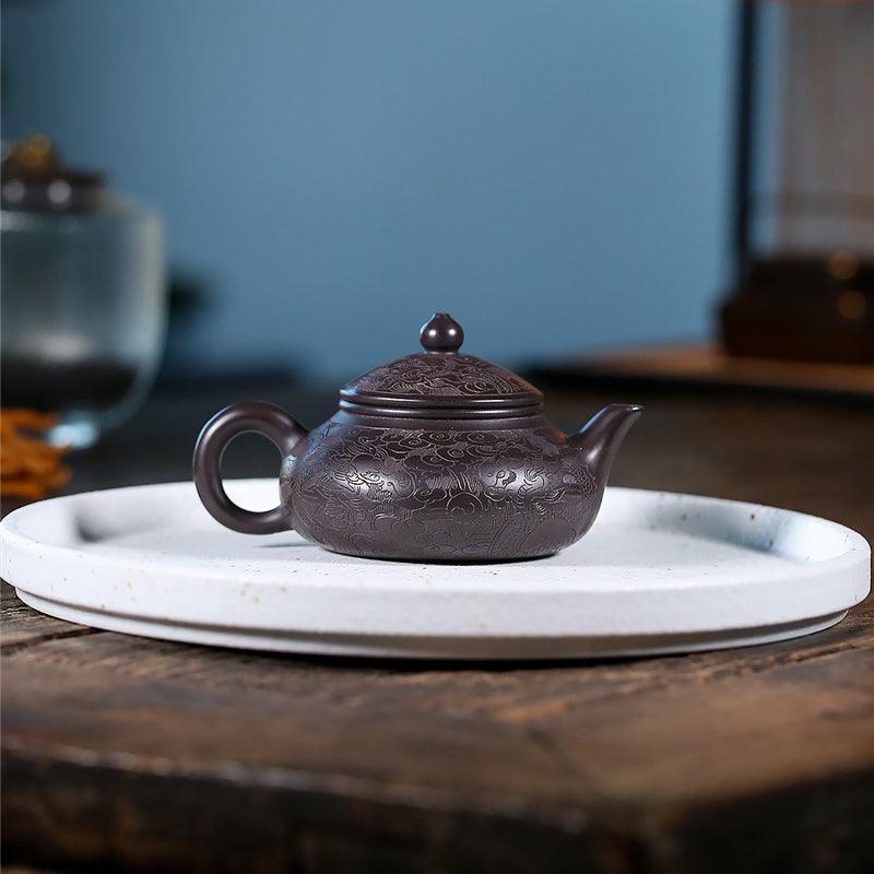 Yixing Purple Clay Teapot [Hat] | 宜兴紫砂壶 原矿黑泥 [玉笠] - YIQIN TEA HOUSE 一沁茶舍  |  yiqinteahouse.com
