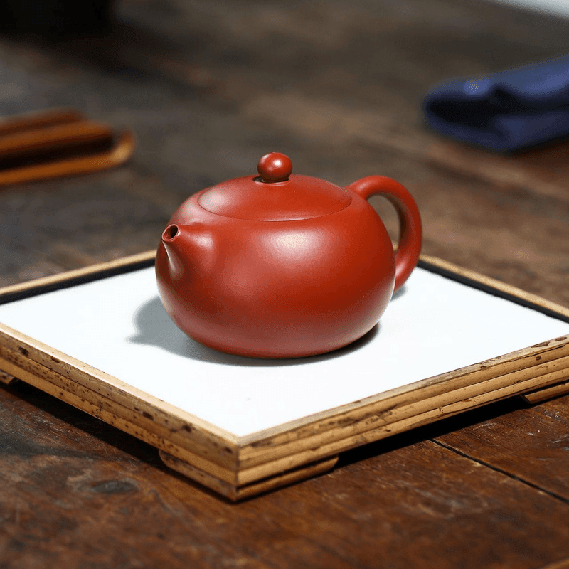 Yixing Purple Clay Teapot [Kagai Xishi] | 宜兴紫砂壶 原矿大红袍 [卡盖西施] 220ml - YIQIN TEA HOUSE 一沁茶舍  |  yiqinteahouse.com