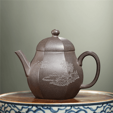 Yixing Purple Clay Teapot [Lifang Lixing] | 宜兴紫砂壶 原矿青灰泥 [六方梨形] - YIQIN TEA HOUSE 一沁茶舍  |  yiqinteahouse.com