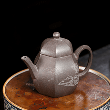 Load image into Gallery viewer, Yixing Purple Clay Teapot [Lifang Lixing] | 宜兴紫砂壶 原矿青灰泥 [六方梨形] - YIQIN TEA HOUSE 一沁茶舍  |  yiqinteahouse.com
