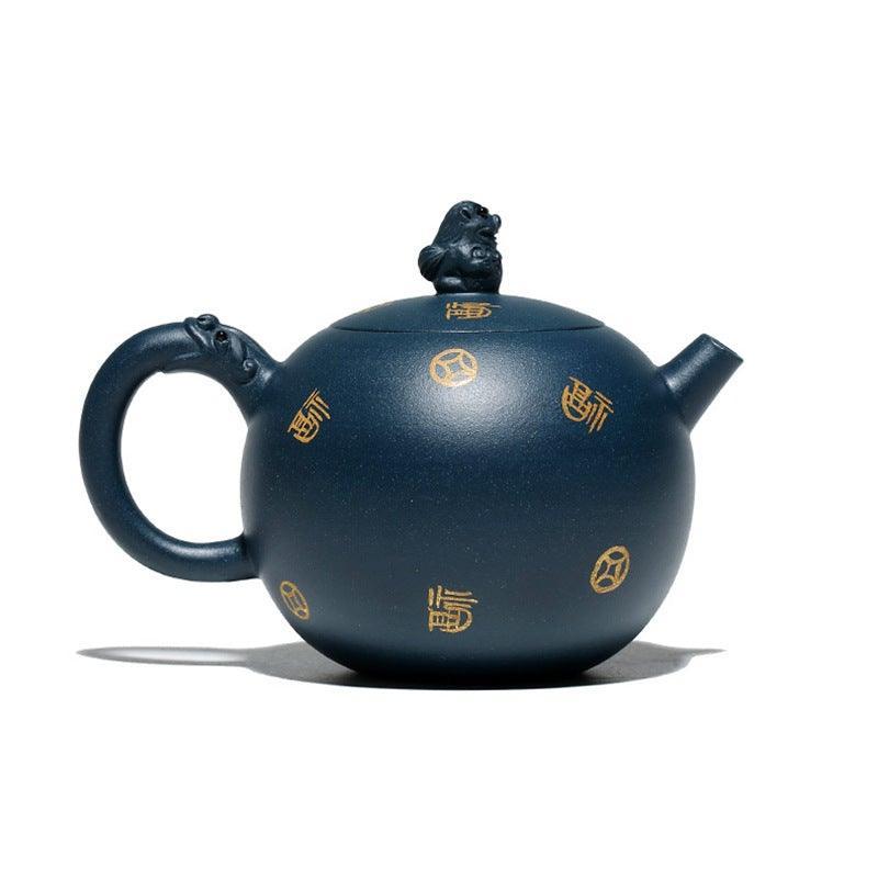 Yixing Purple Clay Teapot [Lion Ball Xishi] | 宜兴紫砂壶 原矿天青泥 [狮球西施] 220ml - YIQIN TEA HOUSE 一沁茶舍  |  yiqinteahouse.com