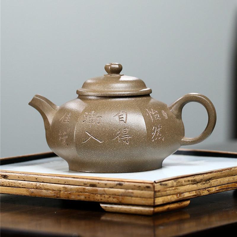 Yixing Purple Clay Teapot [Palace Lantern] | 宜兴紫砂壶 原矿蟹壳青 [六方宫灯] - YIQIN TEA HOUSE 一沁茶舍  |  yiqinteahouse.com