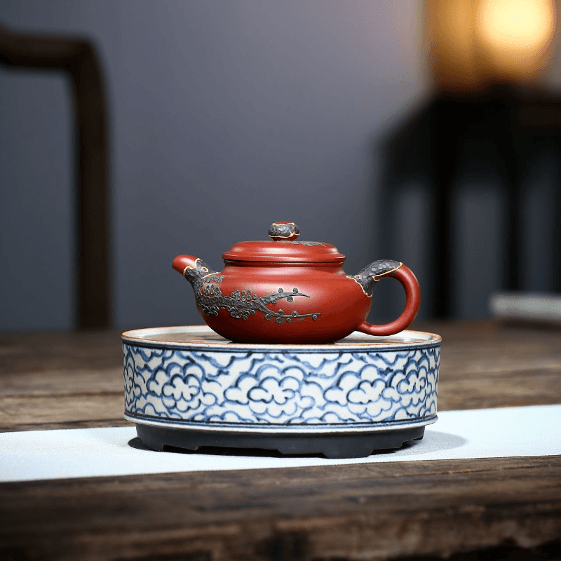 Yixing Purple Clay Teapot [Pine Needle Antique] | 宜兴紫砂壶 原矿大红袍 [松针仿古] - YIQIN TEA HOUSE 一沁茶舍  |  yiqinteahouse.com