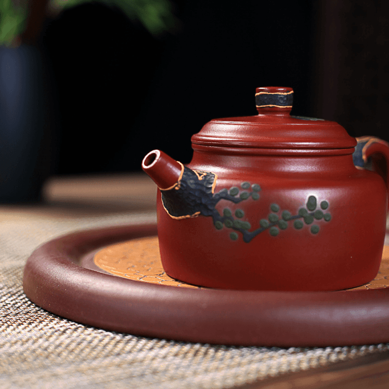 Yixing Purple Clay Teapot [Pine Needle De Zhong] | 宜兴紫砂壶 原矿大红袍 [松针德钟] - YIQIN TEA HOUSE 一沁茶舍  |  yiqinteahouse.com