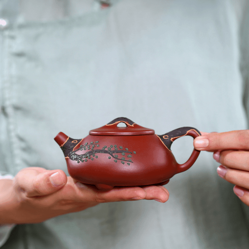 Yixing Purple Clay Teapot [Pine Needle Shi Piao] | 宜兴紫砂壶 原矿大红袍 [松针石瓢] - YIQIN TEA HOUSE 一沁茶舍  |  yiqinteahouse.com