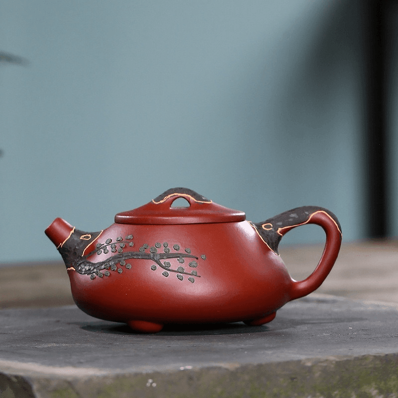 Yixing Purple Clay Teapot [Pine Needle Shi Piao] | 宜兴紫砂壶 原矿大红袍 [松针石瓢] - YIQIN TEA HOUSE 一沁茶舍  |  yiqinteahouse.com