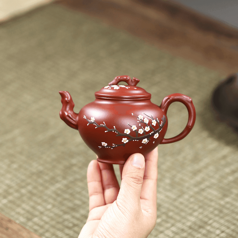 Yixing Purple Clay Teapot [Plum Bao Chun] | 宜兴紫砂壶 原矿大红袍 [梅花报春] - YIQIN TEA HOUSE 一沁茶舍  |  yiqinteahouse.com