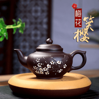 Yixing Purple Clay Teapot [Plum Blossom] | 宜兴紫砂壶 原矿紫泥 [梅花笑樱] - YIQIN TEA HOUSE 一沁茶舍  |  yiqinteahouse.com