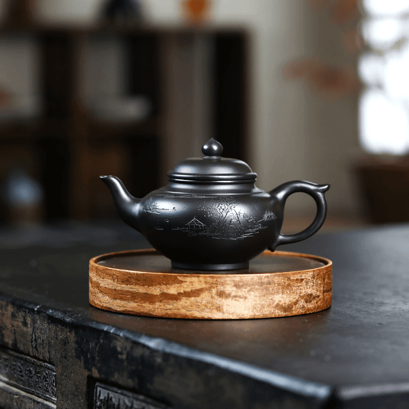 Yixing Purple Clay Teapot [Shanshui Xiao Ying] | 宜兴紫砂壶 原矿大红袍焐灰 [山水笑樱] - YIQIN TEA HOUSE 一沁茶舍  |  yiqinteahouse.com