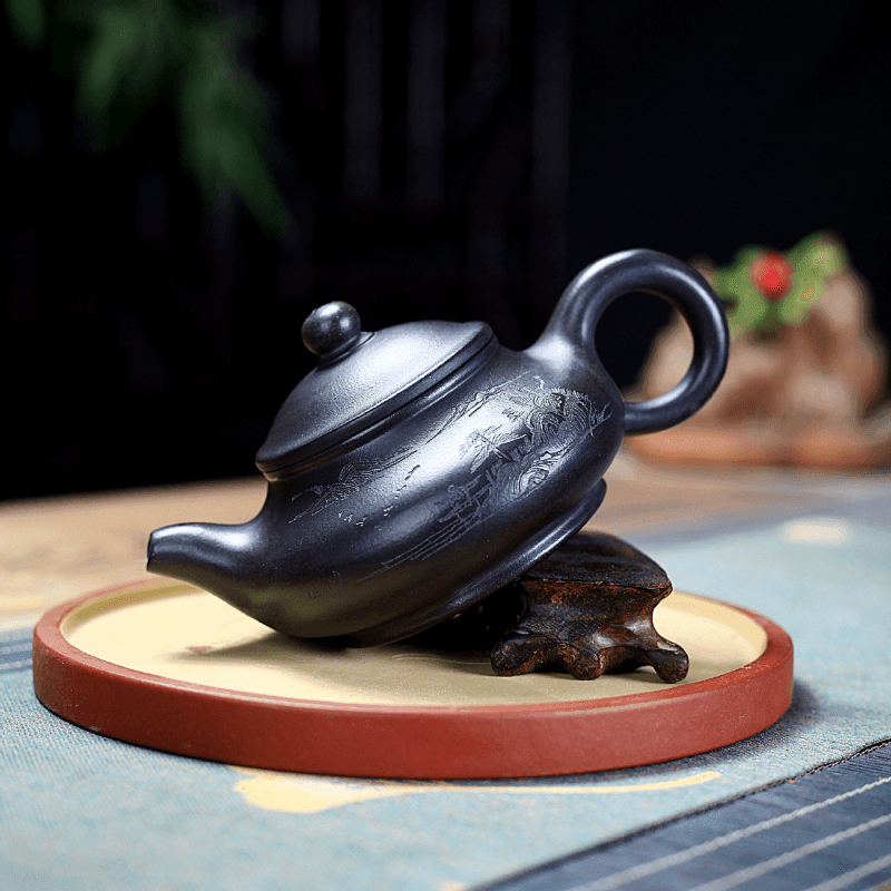 Yixing Purple Clay Teapot [Shanshui Yuru] | 宜兴紫砂壶 石黄料 [山水玉乳] - YIQIN TEA HOUSE 一沁茶舍  |  yiqinteahouse.com