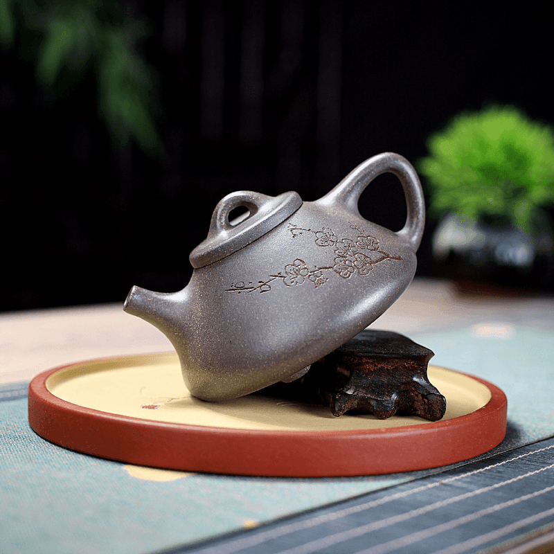 Yixing Purple Clay Teapot [Shuying Ziye Shi Piao] | 宜兴紫砂壶 原矿青段泥 [疏影子冶石瓢] - YIQIN TEA HOUSE 一沁茶舍  |  yiqinteahouse.com