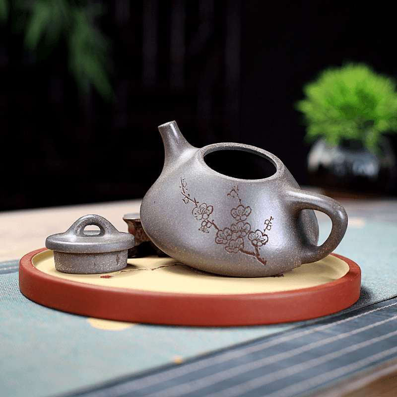 Yixing Purple Clay Teapot [Shuying Ziye Shi Piao] | 宜兴紫砂壶 原矿青段泥 [疏影子冶石瓢] - YIQIN TEA HOUSE 一沁茶舍  |  yiqinteahouse.com