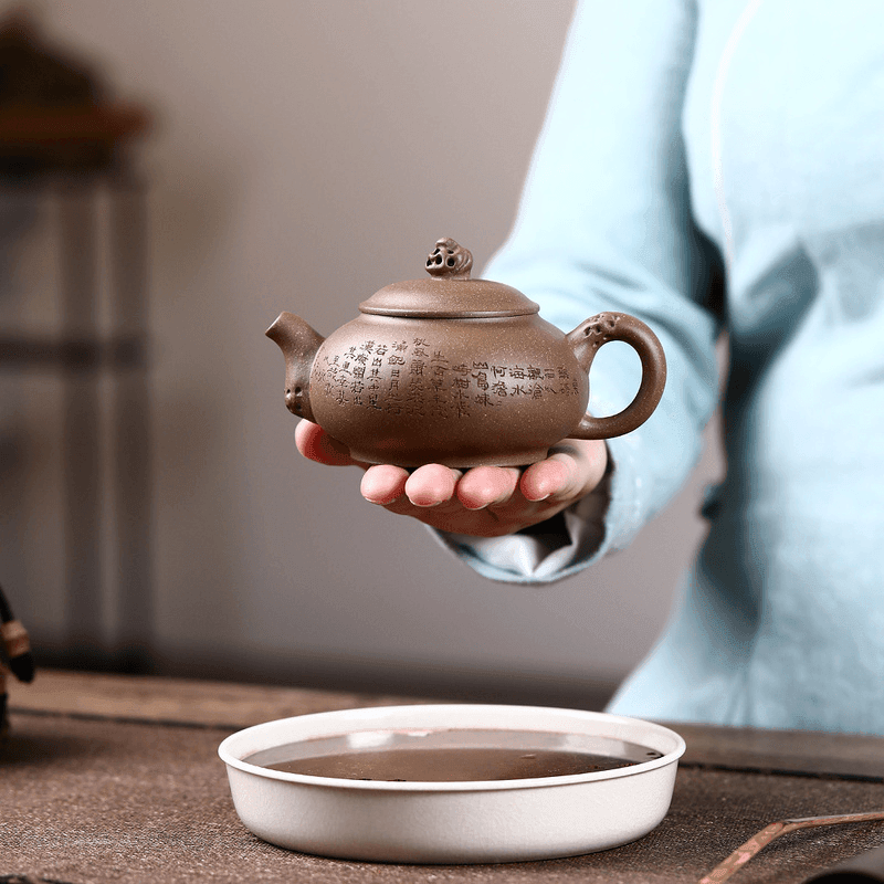 Yixing Purple Clay Teapot [Taihu Stone Xishi] | 宜兴紫砂壶 原矿老段泥 [太湖石西施] 210ml - YIQIN TEA HOUSE 一沁茶舍  |  yiqinteahouse.com