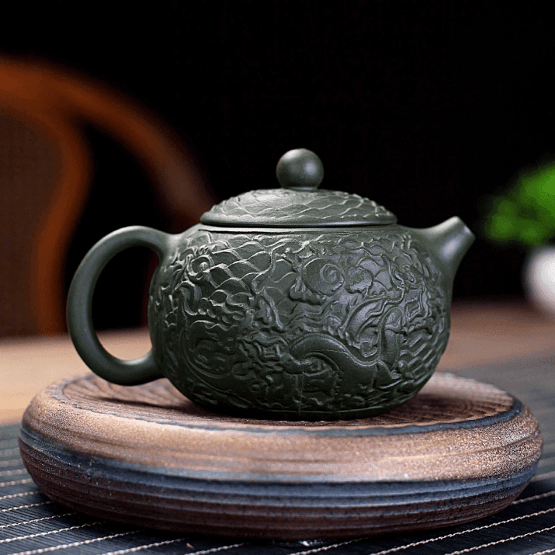 Yixing Purple Clay Teapot [Xiang Long Xishi] | 宜兴紫砂壶 原矿民国绿泥 [祥龙西施] 230ml - YIQIN TEA HOUSE 一沁茶舍  |  yiqinteahouse.com