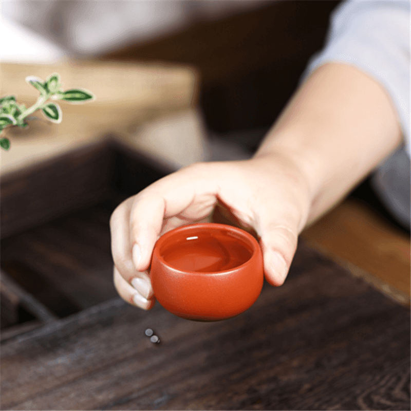Yixing Purple Clay (Zisha) Tea Cup | 宜兴紫砂品茗杯 原矿紫泥/大红袍/朱泥 40ml - YIQIN TEA HOUSE 一沁茶舍  |  yiqinteahouse.com