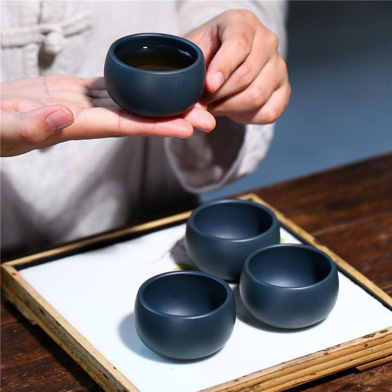 Yixing Purple Clay (Zisha) Tea Cup [Yuan Kou Xiao Bei] | 宜兴紫砂品茗杯 原矿天青泥 [圆口小杯] 60ml - YIQIN TEA HOUSE 一沁茶舍  |  yiqinteahouse.com