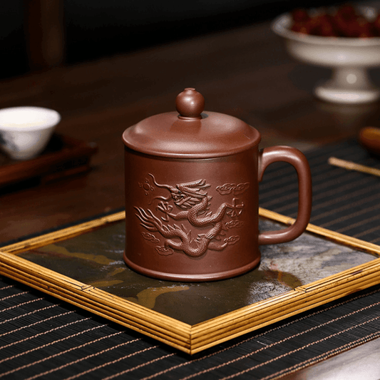 Yixing Purple Clay Tea Mug [Flying Dragon] | 宜兴紫砂刻绘 [龙飞九天] - YIQIN TEA HOUSE 一沁茶舍  |  yiqinteahouse.com