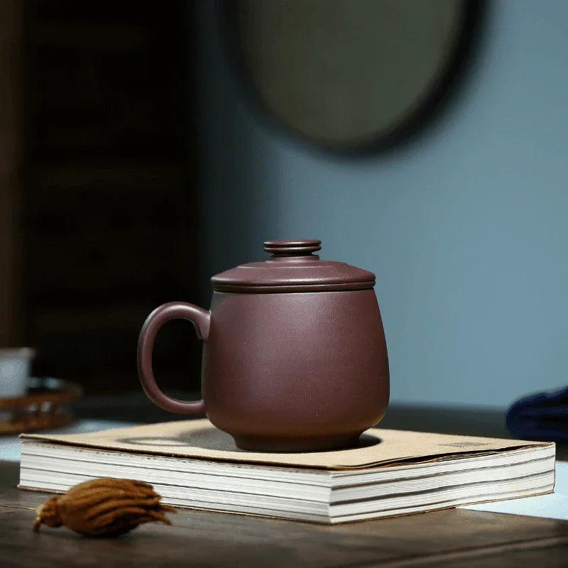 Yixing Zisha Tea Mug with Filter [Autumn Dew] 460ml - YIQIN TEA HOUSE | yiqinteahouse.com | tea mug, teaware