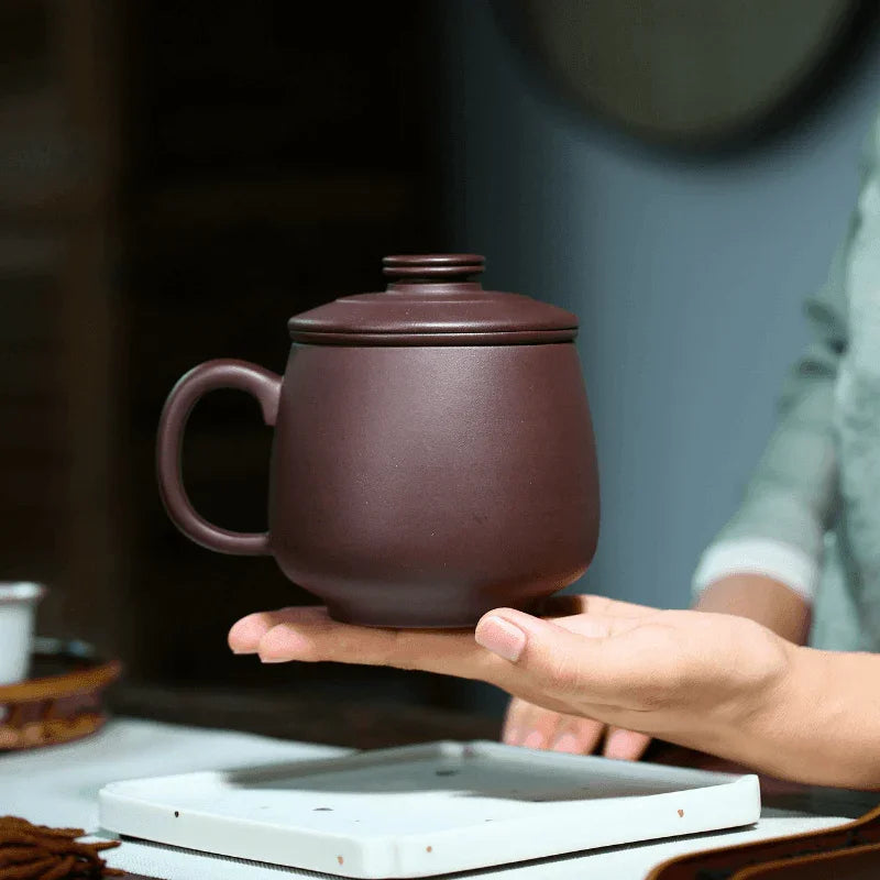Yixing Zisha Tea Mug with Filter [Autumn Dew] 460ml - YIQIN TEA HOUSE | yiqinteahouse.com | tea mug, teaware