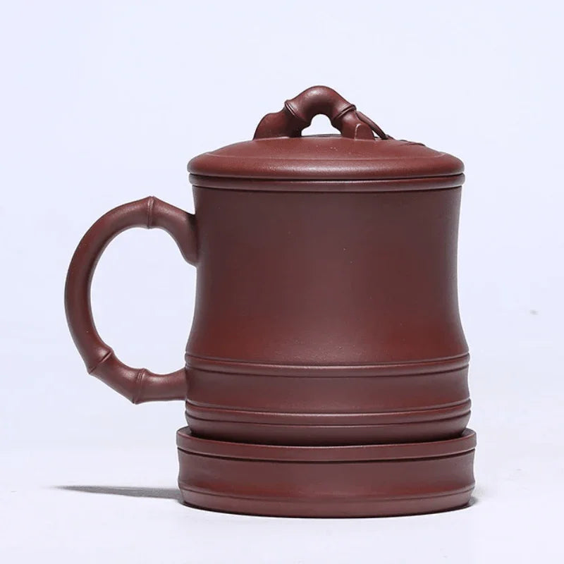 Yixing Zisha Tea Mug with Filter [Bamboo] 5pcs Set (Zi Ni - 450ml) - YIQIN TEA HOUSE | yiqinteahouse.com | tea mug, teaware