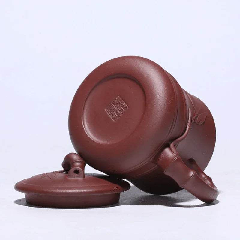 Yixing Zisha Tea Mug with Filter [Bamboo] 5pcs Set (Zi Ni - 450ml) - YIQIN TEA HOUSE | yiqinteahouse.com | tea mug, teaware