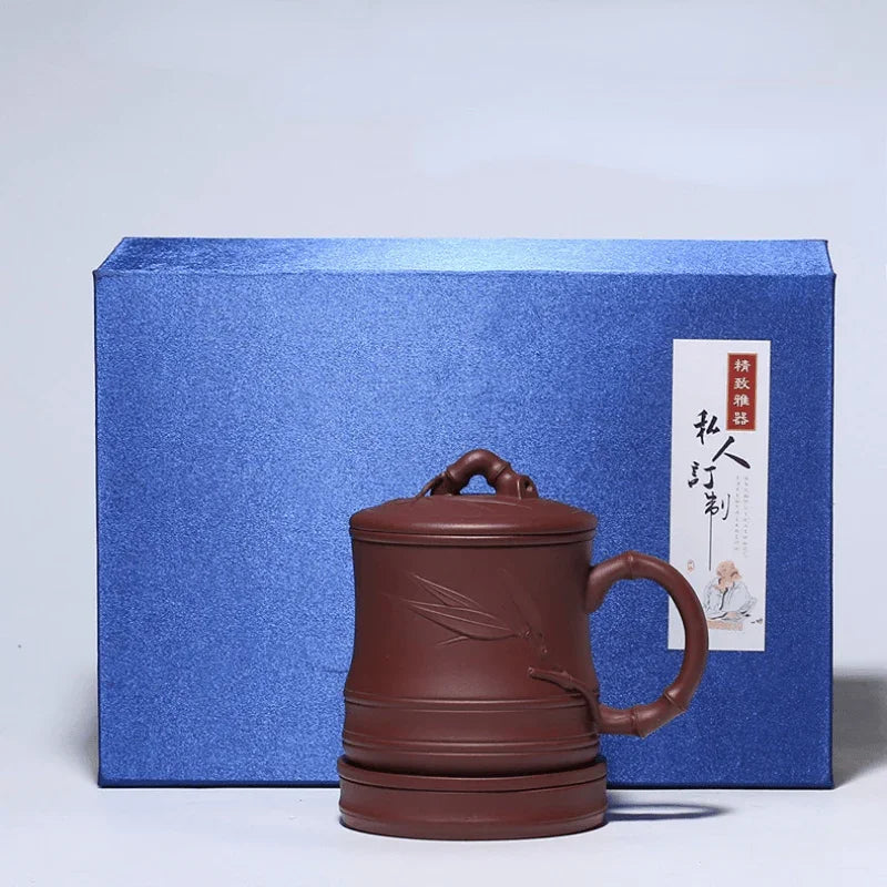 Yixing Zisha Tea Mug with Filter [Bamboo] 5pcs Set (Zi Ni - 450ml) - YIQIN TEA HOUSE | yiqinteahouse.com | tea mug, teaware