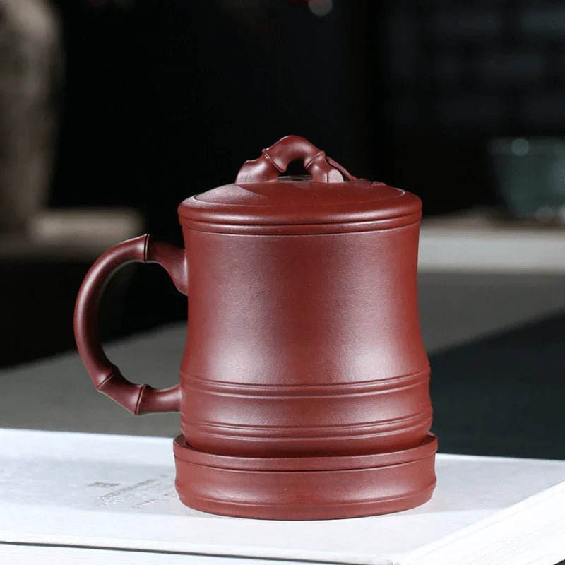 Yixing Zisha Tea Mug with Filter [Bamboo] 5pcs Set (Zi Ni - 450ml) - YIQIN TEA HOUSE | yiqinteahouse.com | tea mug, teaware
