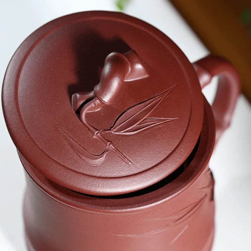 Yixing Zisha Tea Mug with Filter [Bamboo] 5pcs Set (Zi Ni - 450ml) - YIQIN TEA HOUSE | yiqinteahouse.com | tea mug, teaware