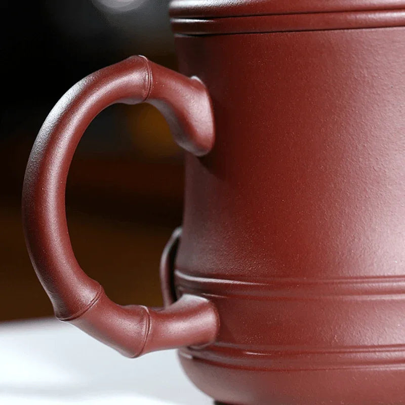 Yixing Zisha Tea Mug with Filter [Bamboo] 5pcs Set (Zi Ni - 450ml) - YIQIN TEA HOUSE | yiqinteahouse.com | tea mug, teaware