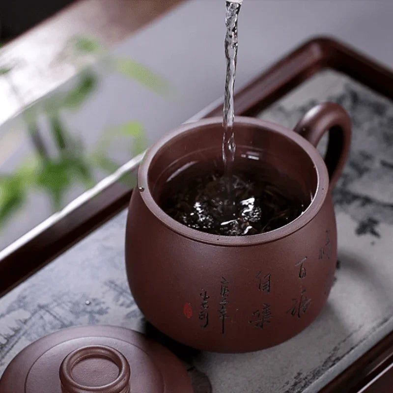 Yixing Zisha Tea Mug with Filter [Junde] 430ml - YIQIN TEA HOUSE | yiqinteahouse.com | tea mug, teaware