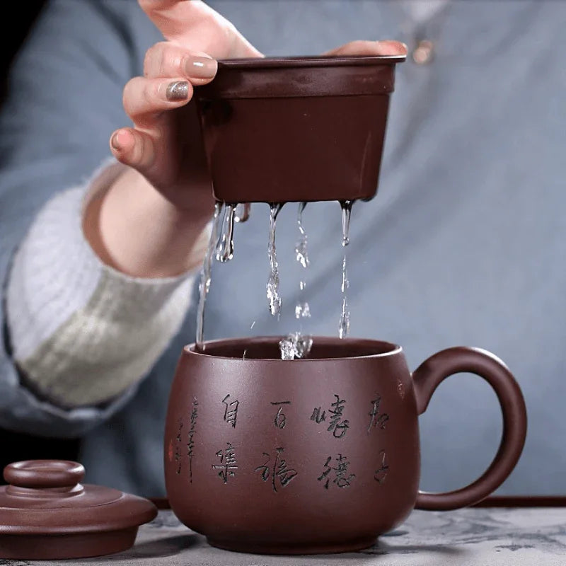 Yixing Zisha Tea Mug with Filter [Junde] 430ml - YIQIN TEA HOUSE | yiqinteahouse.com | tea mug, teaware