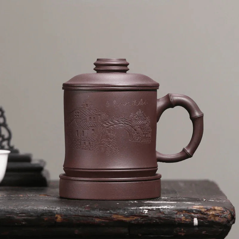 Yixing Zisha Tea Mug with Filter [Shanshui] 355ml - YIQIN TEA HOUSE | yiqinteahouse.com | tea mug, teaware