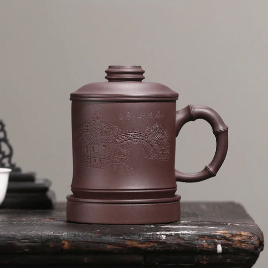 Yixing Zisha Tea Mug with Filter [Shanshui] 355ml - YIQIN TEA HOUSE | yiqinteahouse.com | tea mug, teaware
