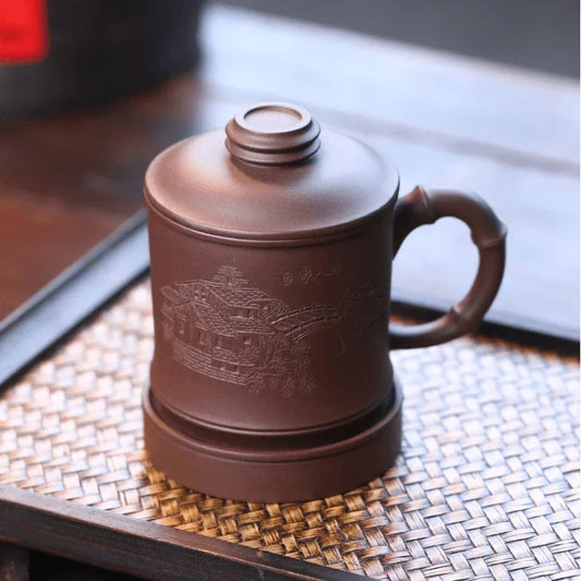 Yixing Zisha Tea Mug with Filter [Shanshui] 355ml - YIQIN TEA HOUSE | yiqinteahouse.com | tea mug, teaware