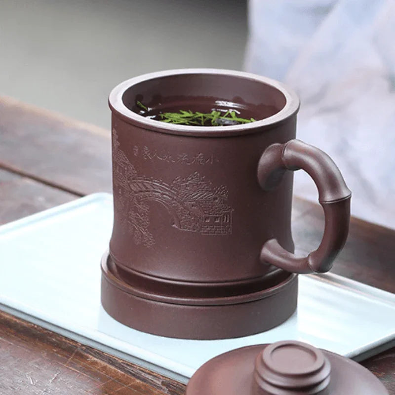 Yixing Zisha Tea Mug with Filter [Shanshui] 355ml - YIQIN TEA HOUSE | yiqinteahouse.com | tea mug, teaware