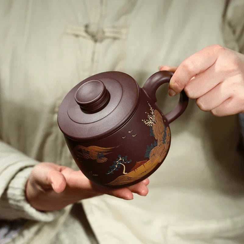 Yixing Zisha Tea Mug with Filter [Shanshui] 470ml - YIQIN TEA HOUSE | yiqinteahouse.com | tea mug, teaware