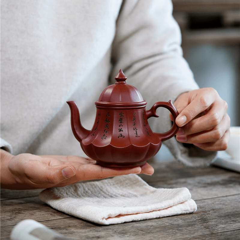 Yixing Zisha Teapot [Antique Lamp] (Dahongpao - 220ml) - YIQIN TEA HOUSE | yiqinteahouse.com | 200-300ml, new arrival, teapot, teaware, zisha teapot