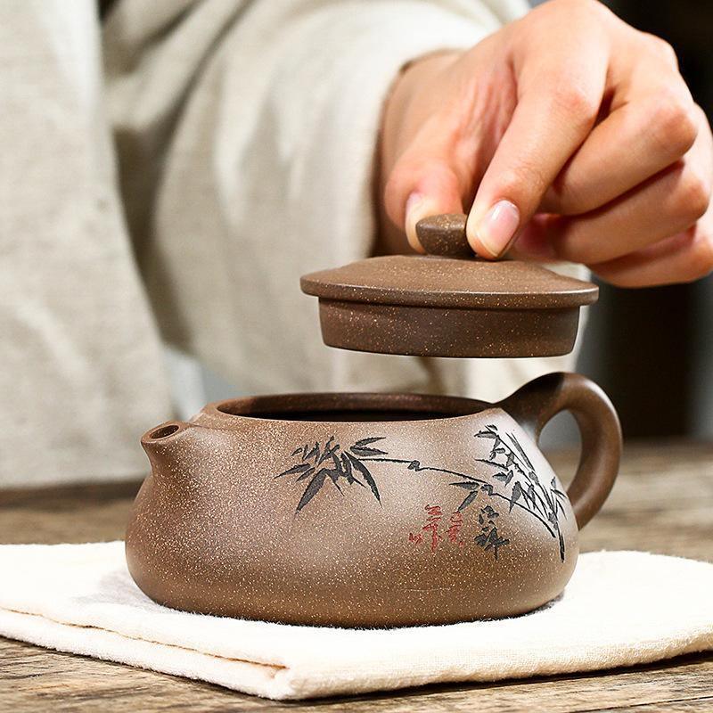 Yixing Zisha Teapot [Bamboo Shi Piao] (Qinghui Duan Ni - 240ml) - YIQIN TEA HOUSE | yiqinteahouse.com | 200-300ml, teapot, teaware, zisha teapot